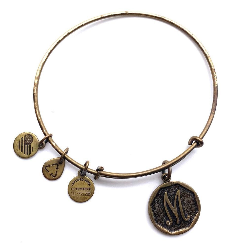Alex & Ani‎ M initial bangle bracelet gold tone